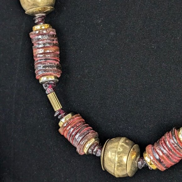 Vintage African Heishi Vinyl Beaded Necklace - Picture 3 of 5